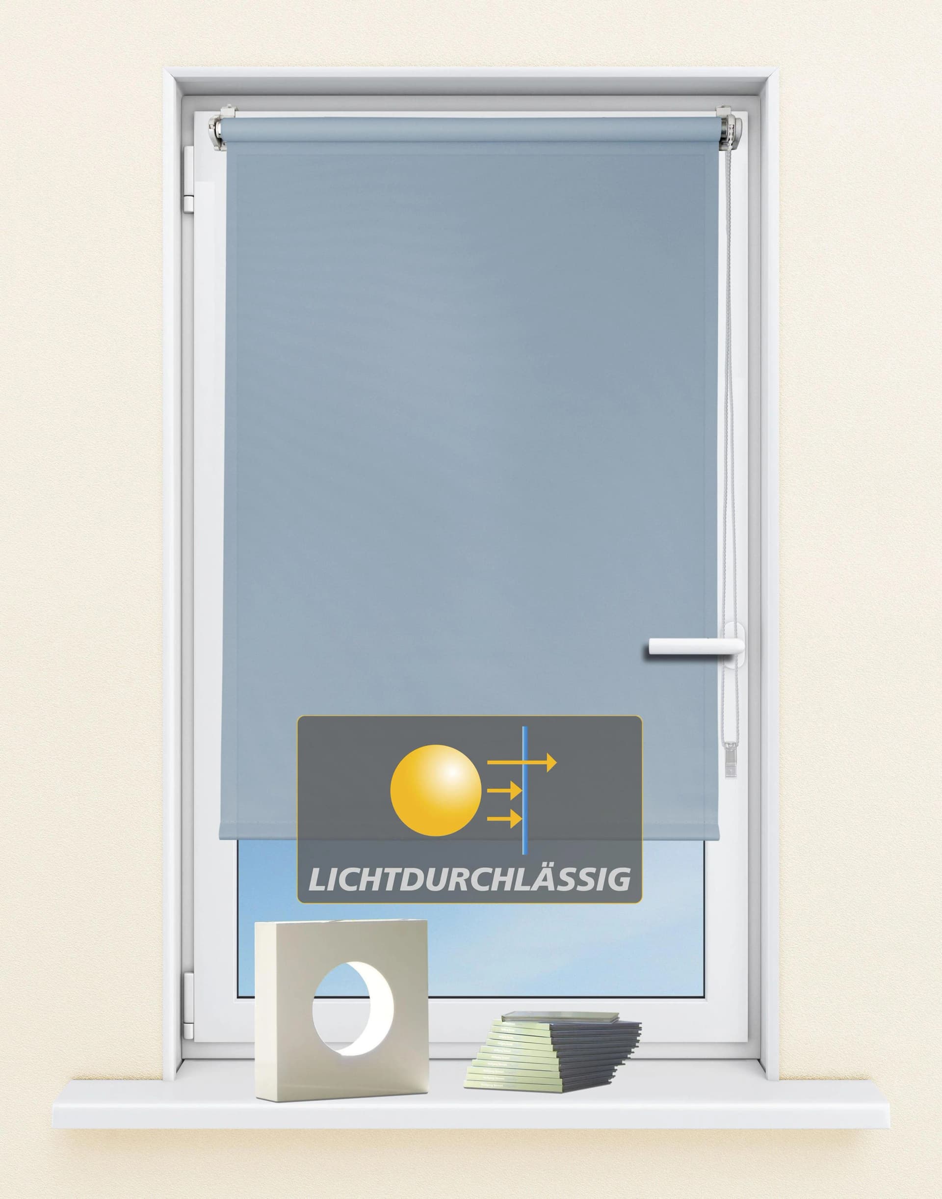KUTTI Seitenzugrollo Ida Hellblau Klemmfix Lichtschutz