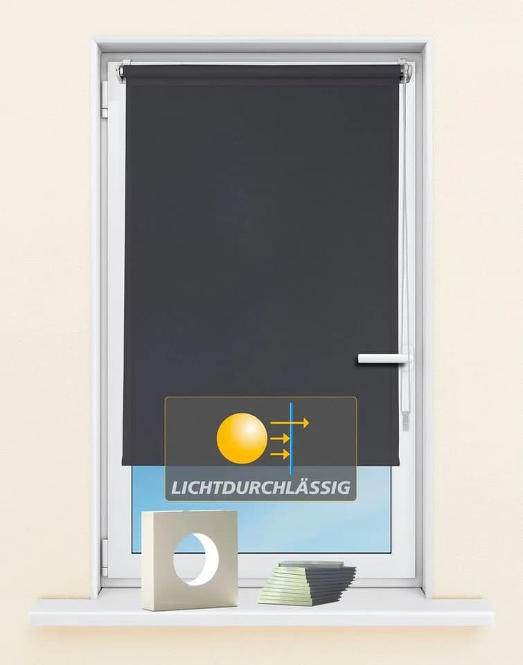 KUTTI Seitenzugrollo Ida Stahlgrau Klemmfix Lichtschutz - Bild 2
