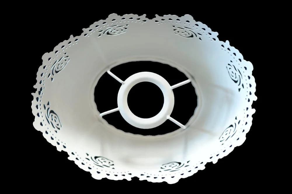 Dirk Davids Leuchten GmbH Lampenschirm Oval Metall Weiß Rosen Motiv - Bild 3