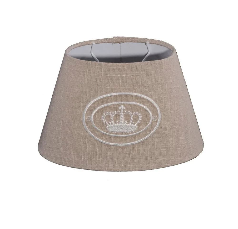 Dirk Davids Leuchten GmbH Lampenschirm Oval Leinen Dunkel gestickte Krone Beige - Bild 2
