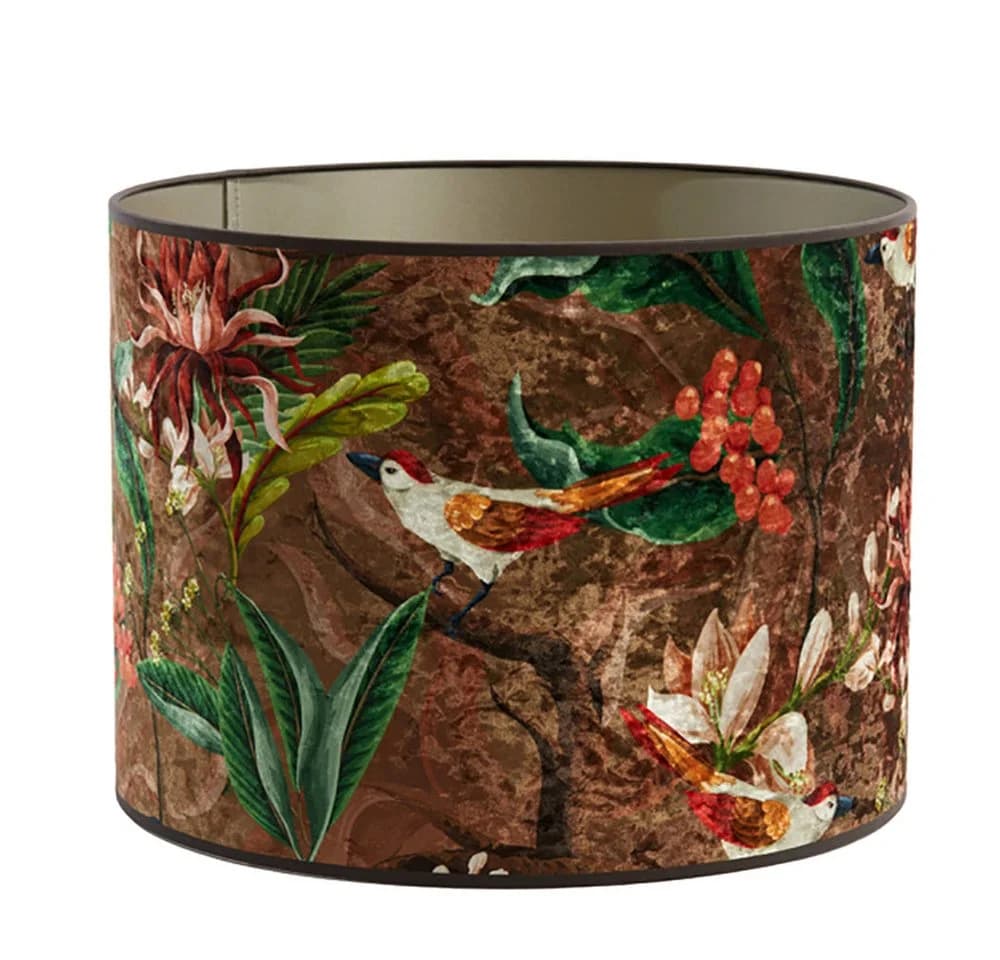 Dirk Davids Leuchten GmbH Lampenschirm Zylinder in Velours mit Vogel Motiven in Braun 30x30x21 cm - Bild 2