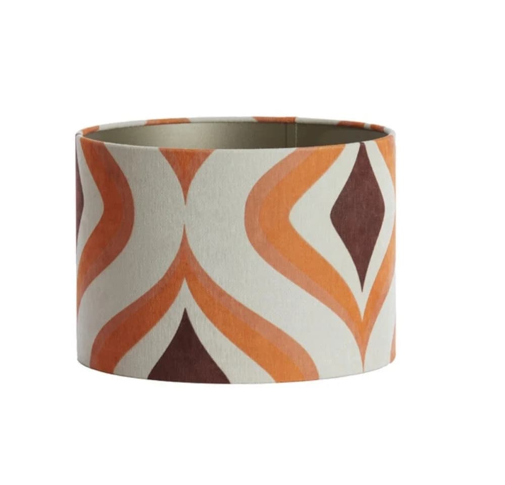Dirk Davids Leuchten Lampenschirm Zylinder Velours Retro Orange Braun - Bild 2