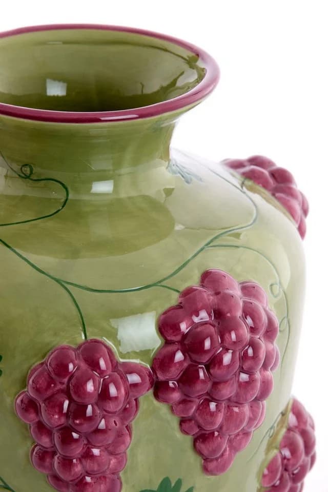 Dirk Davids Leuchten Deko-Vase Grape 3D-Traubenrelief Grün Weinrot