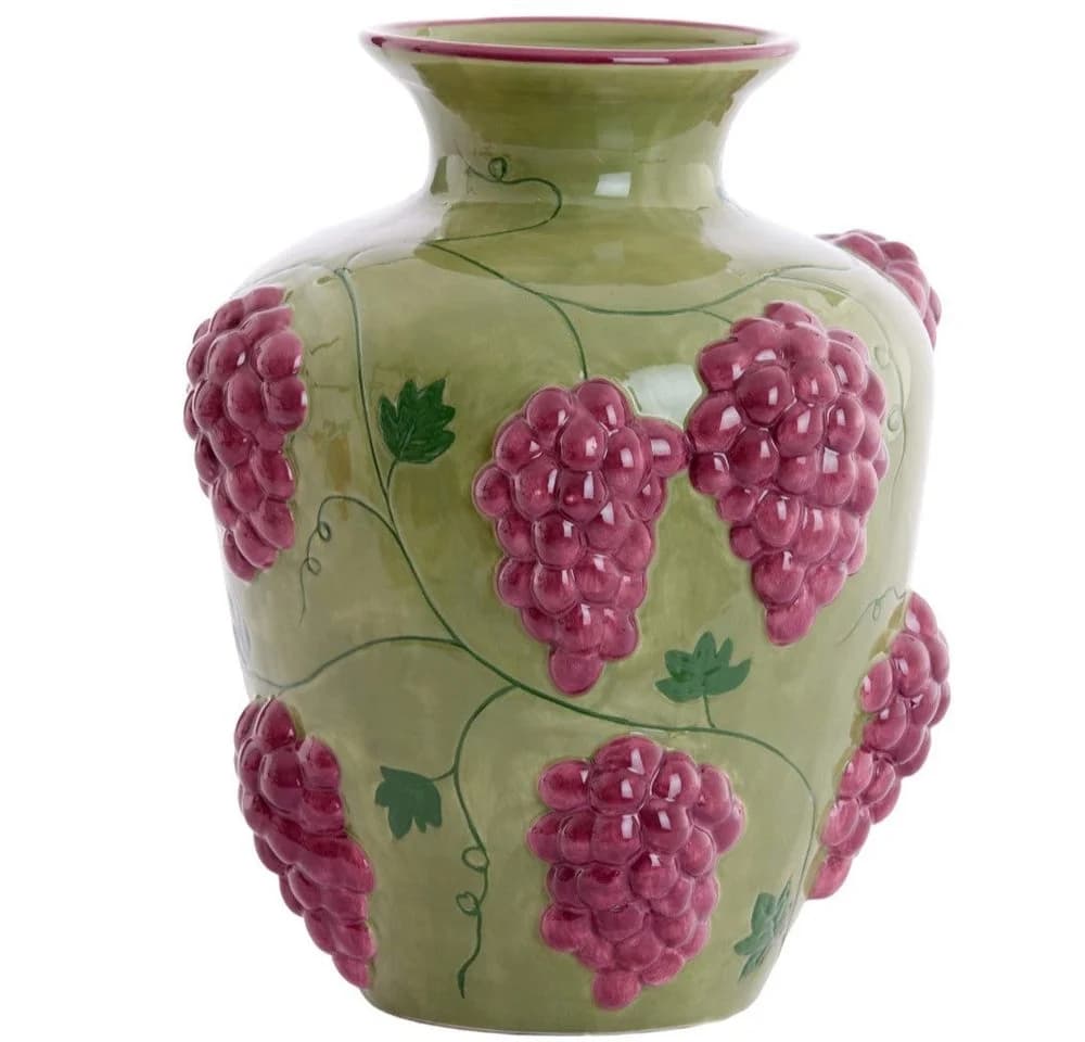 Dirk Davids Leuchten Deko-Vase Grape 3D-Traubenrelief Grün Weinrot - Bild 2