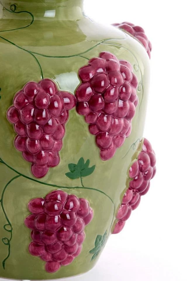 Dirk Davids Leuchten Deko-Vase Grape 3D-Traubenrelief Grün Weinrot - Bild 3