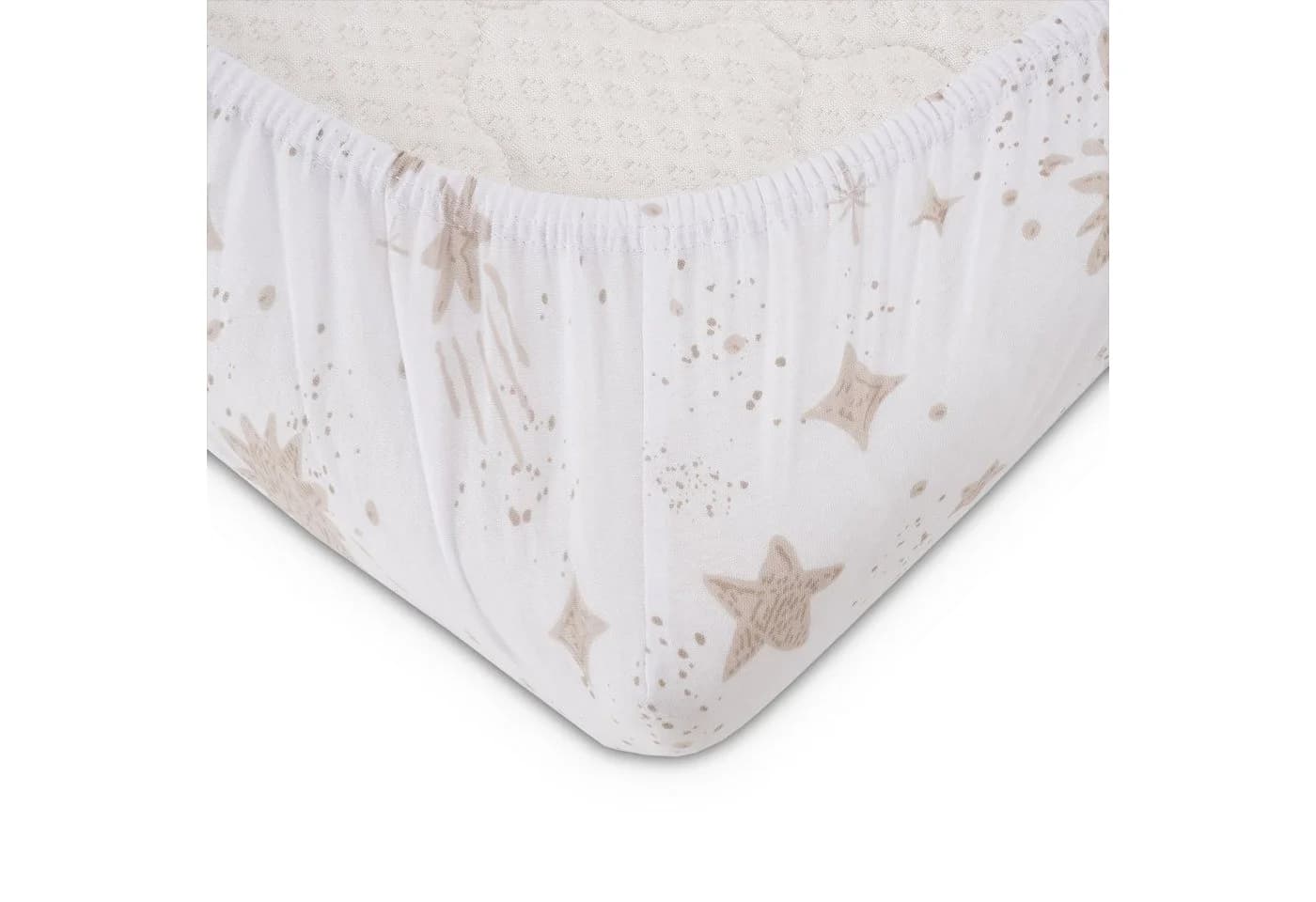 FabiMax Spannbettlaken für Laufgitter, Jersey Bio Baumwolle Beige/Weiß