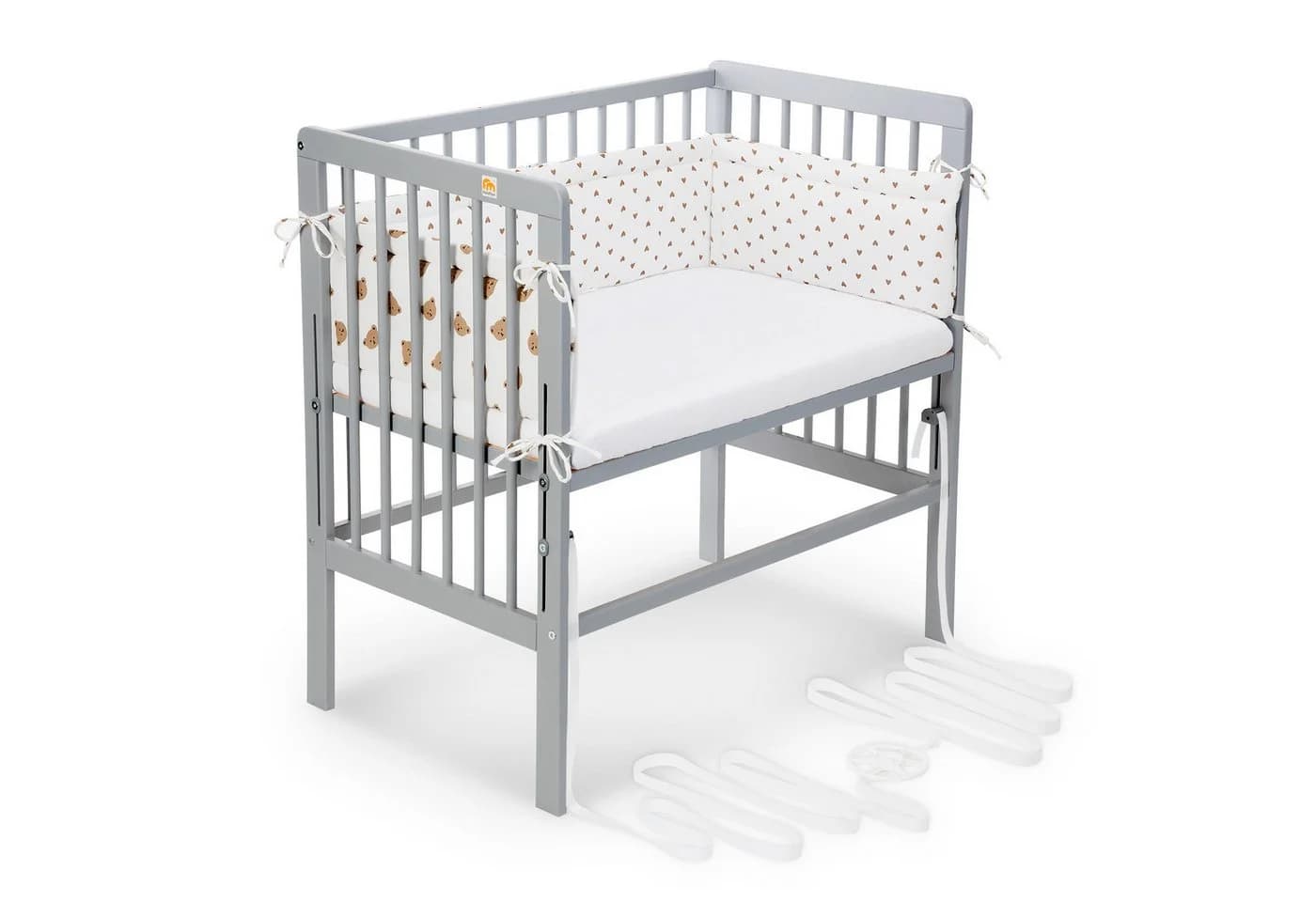 FabiMax Beistellbett Boxspring grau Buchenholz höhenverstellbar - Bild 2