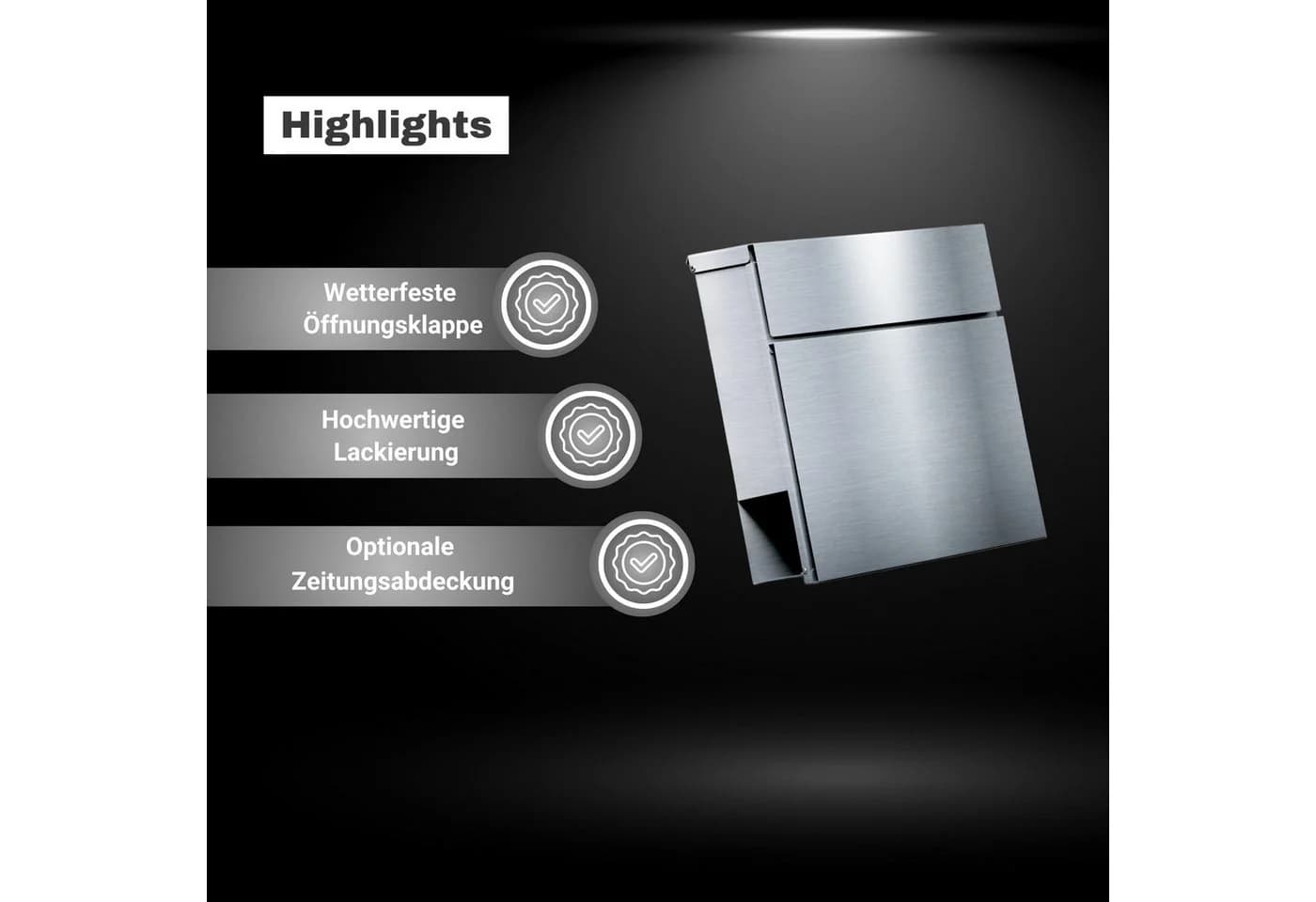Radius Briefkasten Wandbriefkasten Letterman 6 Edelstahl mit Zeitungsfach - Bild 4