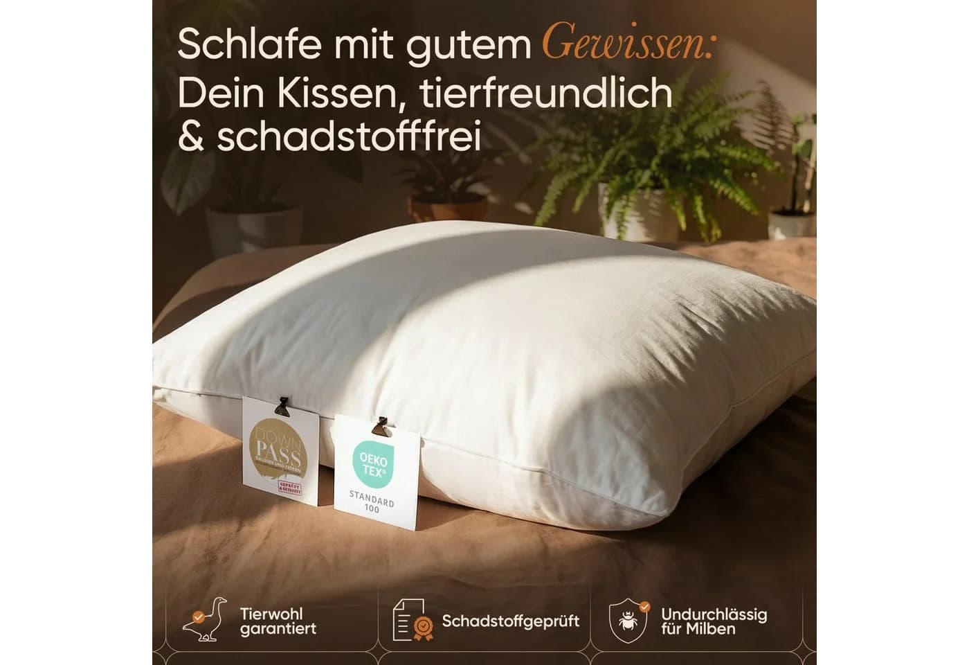 BEFA NATUR 3-Kammer-Kopfkissen "Träum süß" Daunen & Feder 80x80 cm - Bild 5