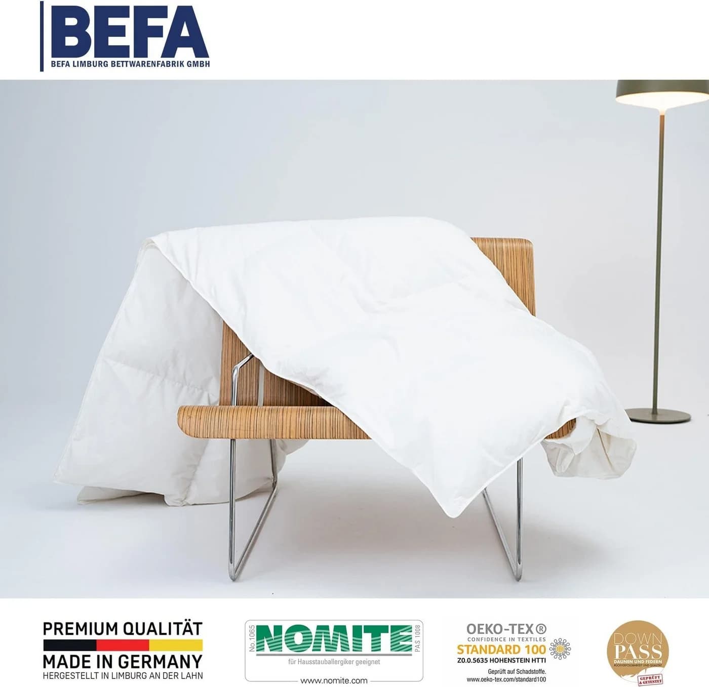 BEFA NATUR Daunenbettdecke 60/40 Premium Ganzjahresdecke Weiß - Bild 3