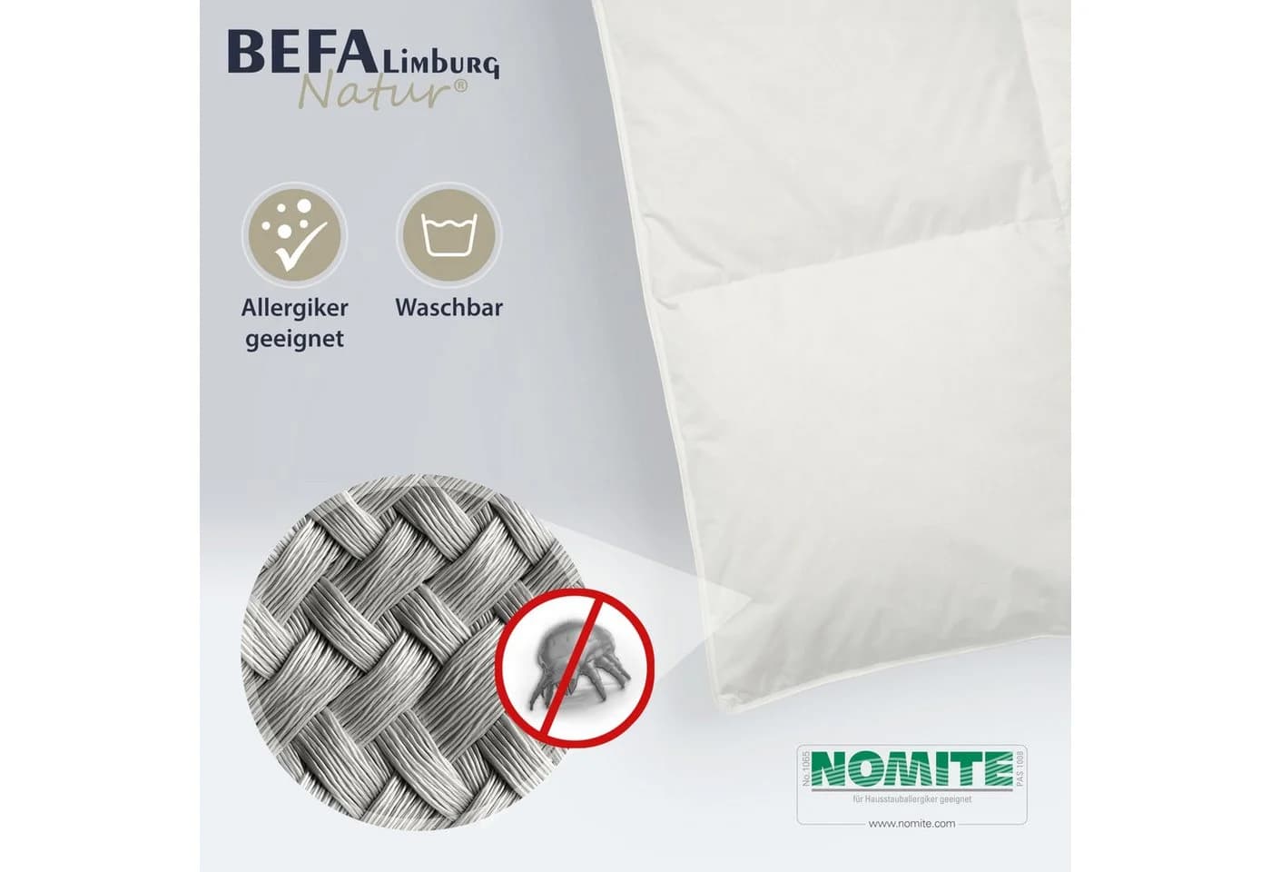 BEFA NATUR Daunenbettdecke "Wohlfühl Nächte" 90/10 Premium-Ganzjahresdecke Weiß - Bild 4
