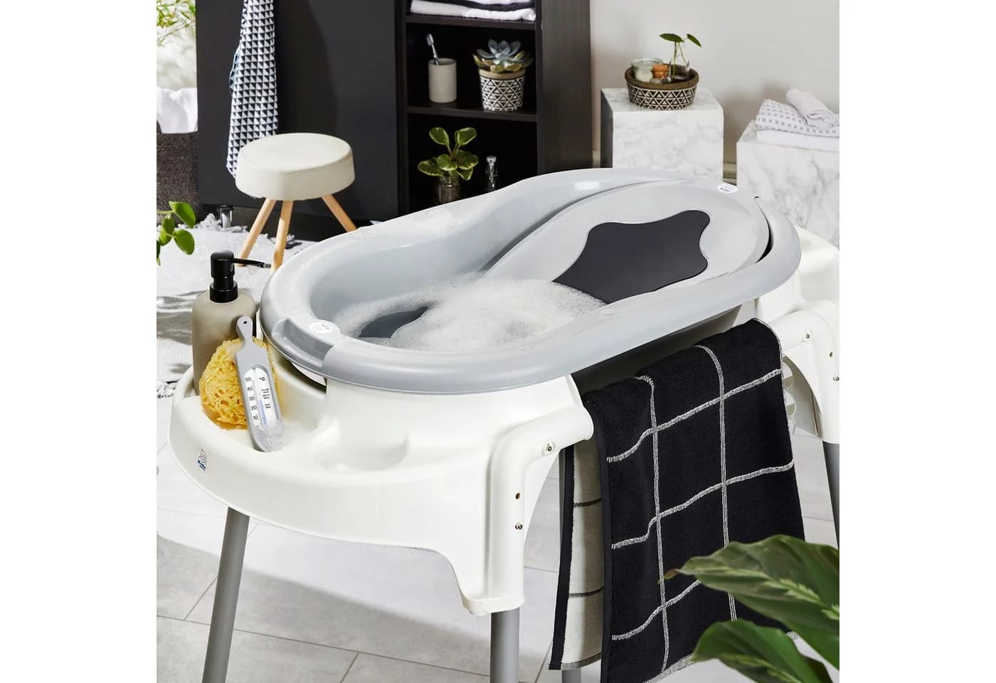 Rotho Babydesign Badewanne TOP mit Ständer Grau - Bild 3