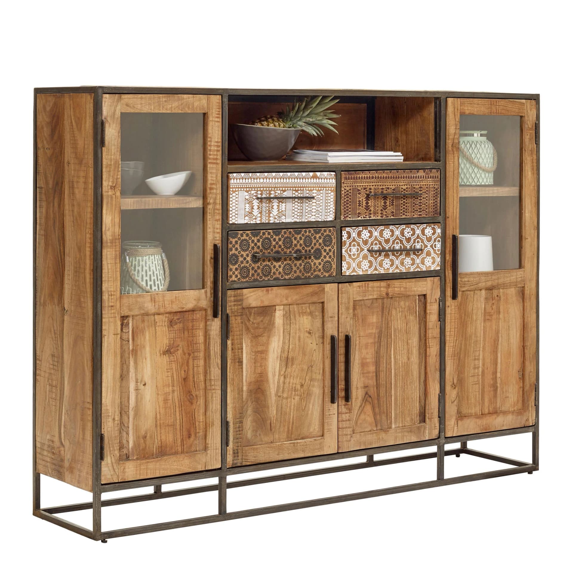 Highboard Wake Up Massive Akazie Rustikal