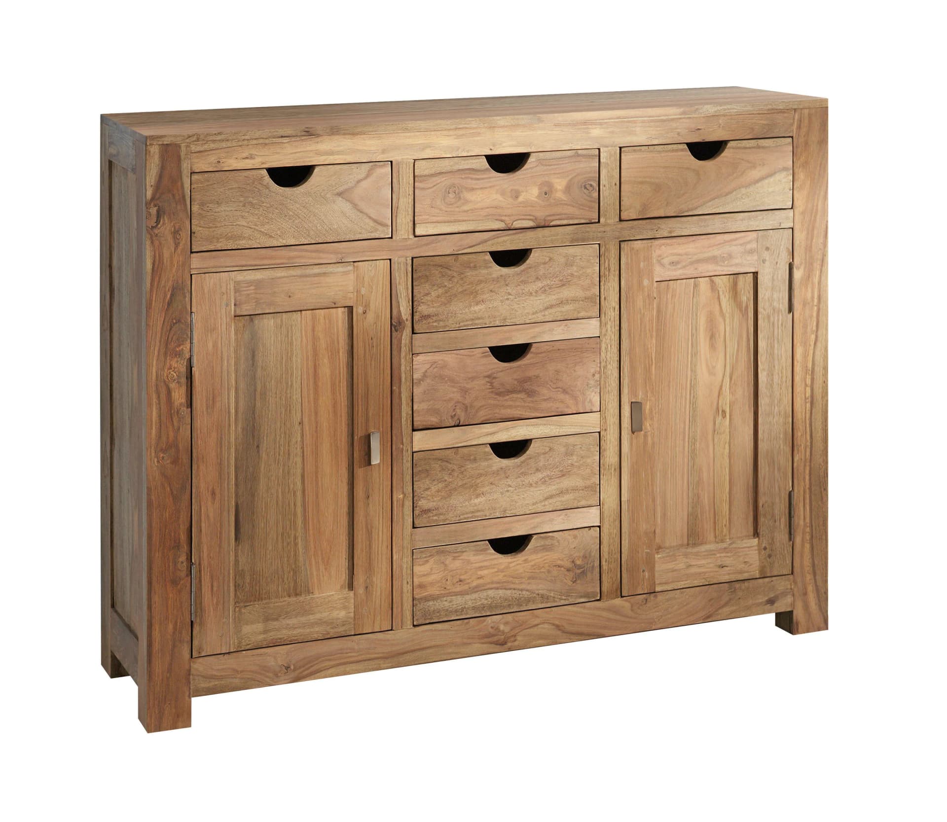 Highboard YOGA Shisham-Holz 7 Schubladen 2 Türen