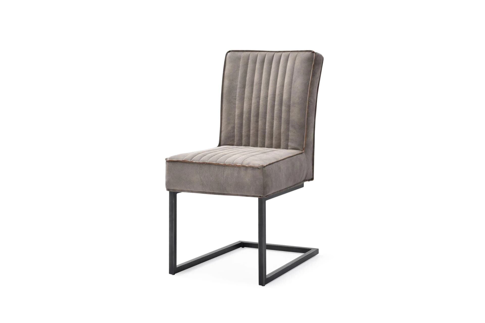 Polsterstuhl DAVID Esszimmerstuhl Mikrofaser Taupe Metall Schwarz