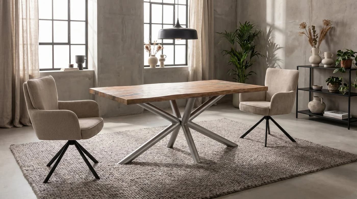 WOLF MÖBEL Esstisch Mangoholz Live Edge Silber