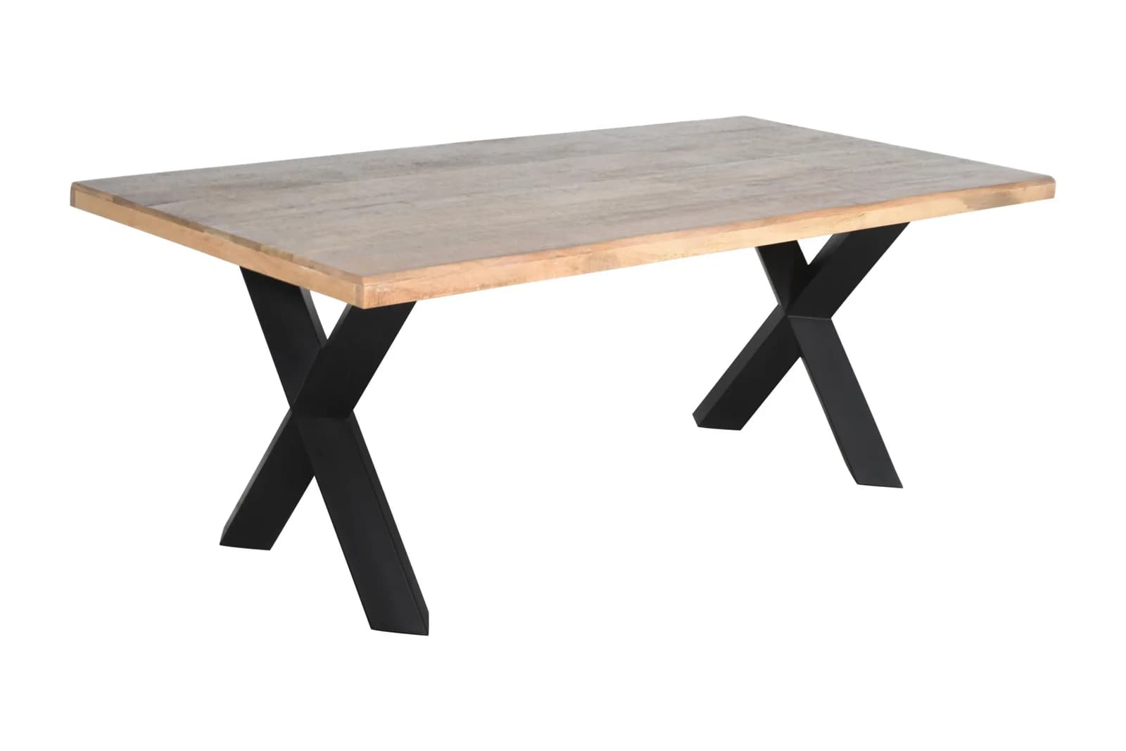 WOLF MÖBEL Esstisch LIVE EDGE Mango massiv Beige/Schwarz