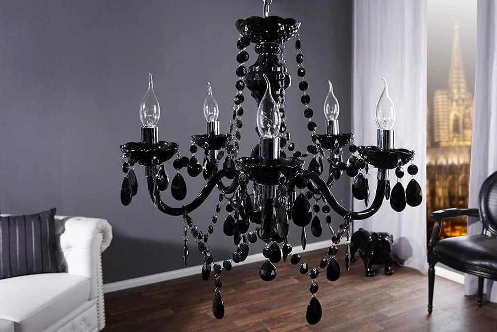 riess-ambiente Kronleuchter BLACK CRYSTAL 55cm Schwarz Barock Design - Bild 5