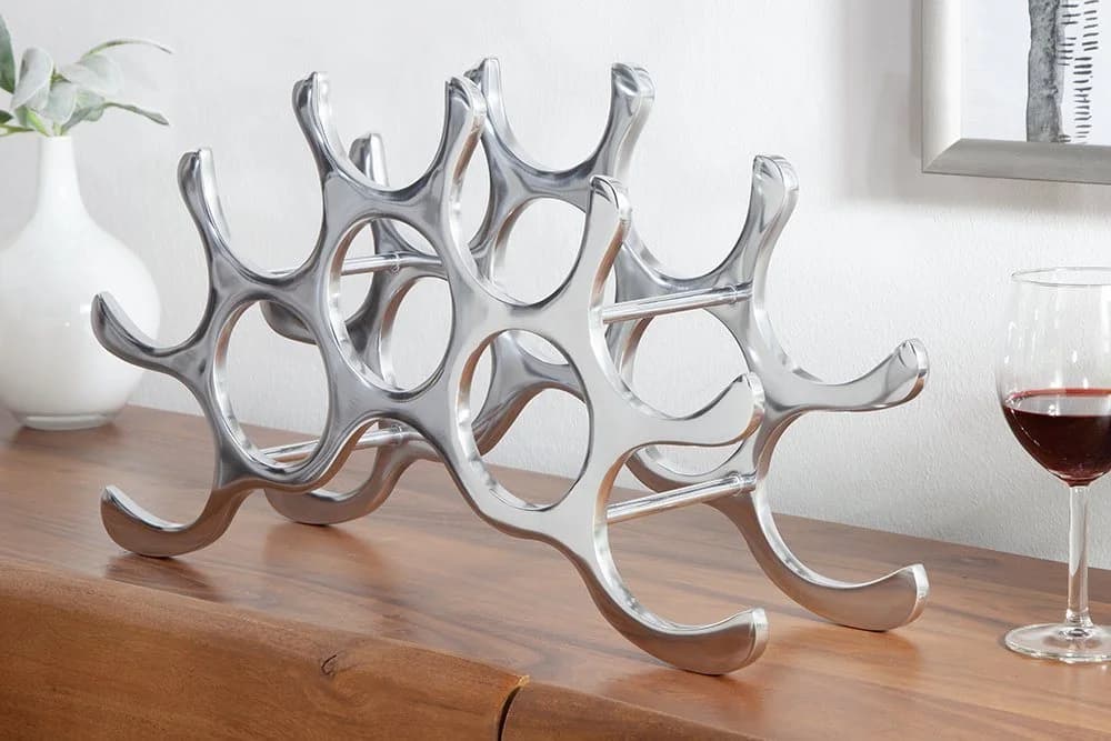 riess-ambiente Weinregal FLAME 48cm Silber Flammendesign