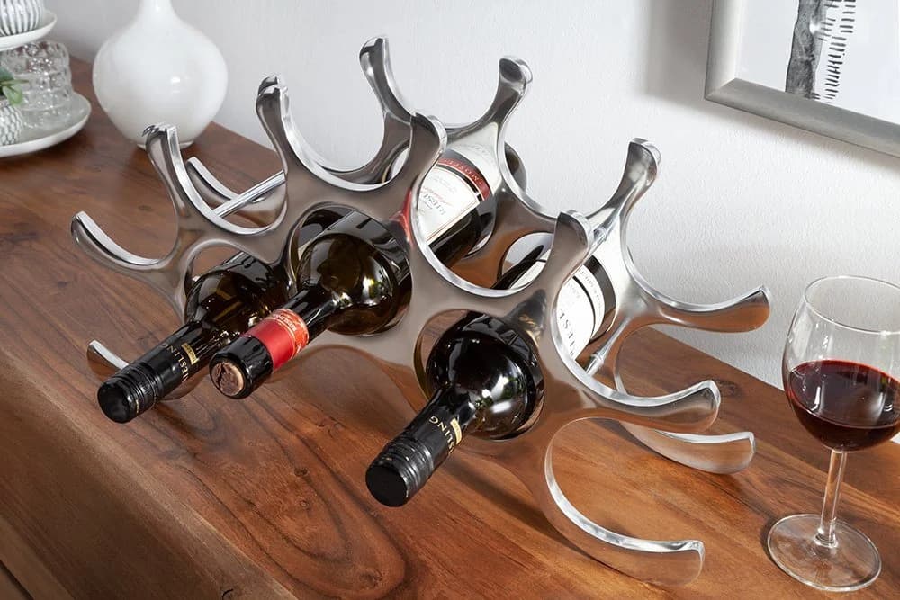 riess-ambiente Weinregal FLAME 48cm Silber Flammendesign - Bild 3