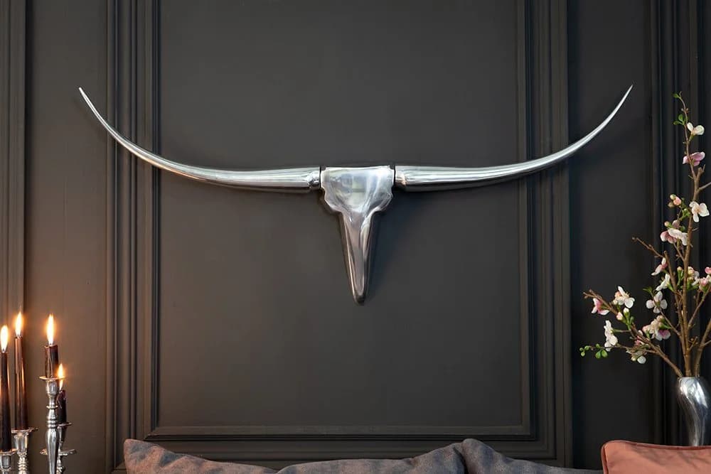 riess-ambiente Wanddeko BULL Silber Stierkopf Modern Design