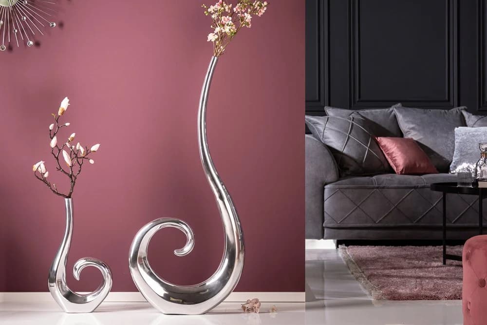 riess-ambiente Bodenvase WAVE XL 106cm Silber Poliert Dekovase Aluminium - Bild 3