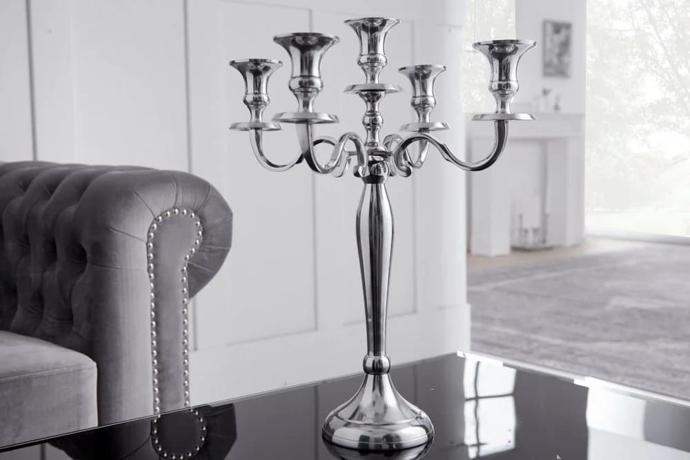 riess-ambiente Kerzenständer Modern Barock Silber Metall
