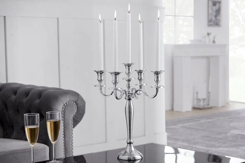 riess-ambiente Kerzenständer Modern Barock Silber Metall - Bild 2