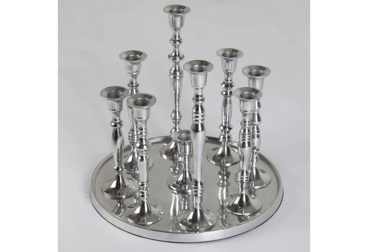 riess-ambiente Kerzenständer Modern Barock 25cm Silber Metall Kerzenhalter Dekoration - Bild 2