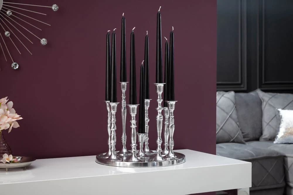 riess-ambiente Kerzenständer Modern Barock 25cm Silber Metall Kerzenhalter Dekoration - Bild 3