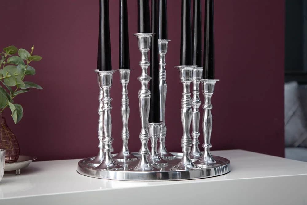 riess-ambiente Kerzenständer Modern Barock 25cm Silber Metall Kerzenhalter Dekoration - Bild 4
