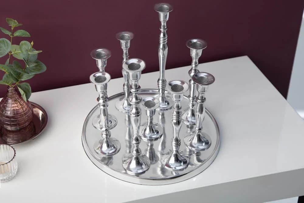 riess-ambiente Kerzenständer Modern Barock 25cm Silber Metall Kerzenhalter Dekoration - Bild 5