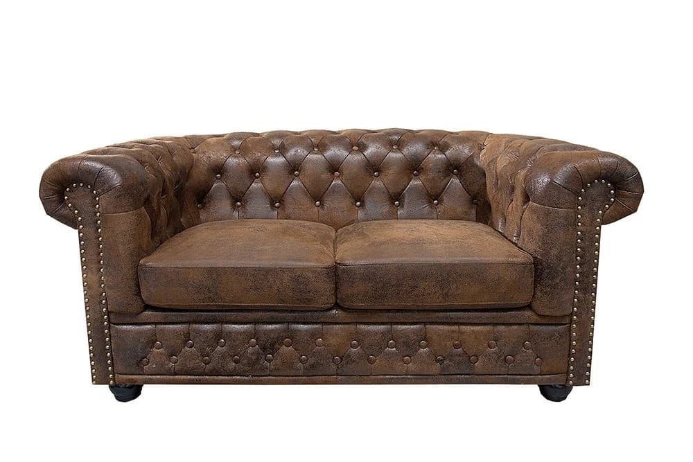 Riess Ambiente 2er Sofa Chesterfield 150cm Antik Braun mit Knopfheftung und Federkern - Bild 2