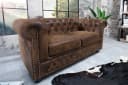 Riess Ambiente 2er Sofa Chesterfield 150cm Antik Braun mit Knopfheftung und Federkern Bild 3