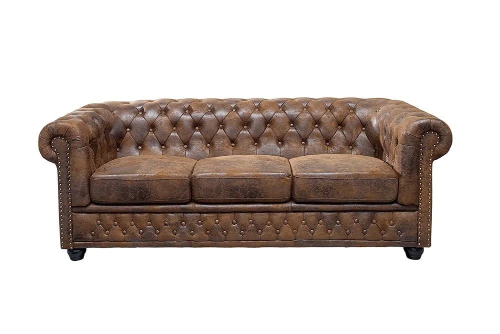 riess-ambiente Chesterfield 3-Sitzer Sofa antik braun Microfaser - Bild 2