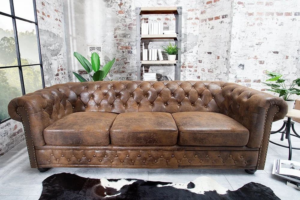 riess-ambiente Chesterfield 3-Sitzer Sofa antik braun Microfaser - Bild 5