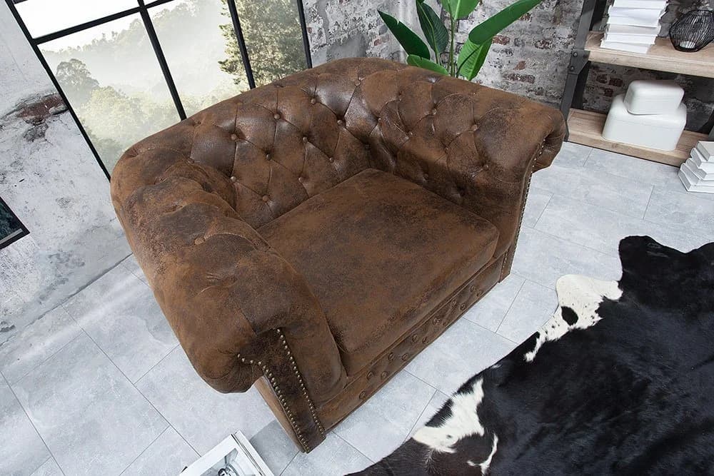riess-ambiente Chesterfield Sessel 110cm Antik Braun Federkern