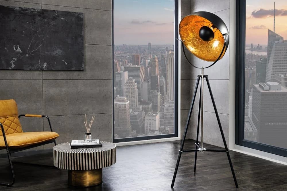 riess-ambiente Stehlampe BIG STUDIO 170cm Schwarz mit Blattgold-Optik - Bild 2