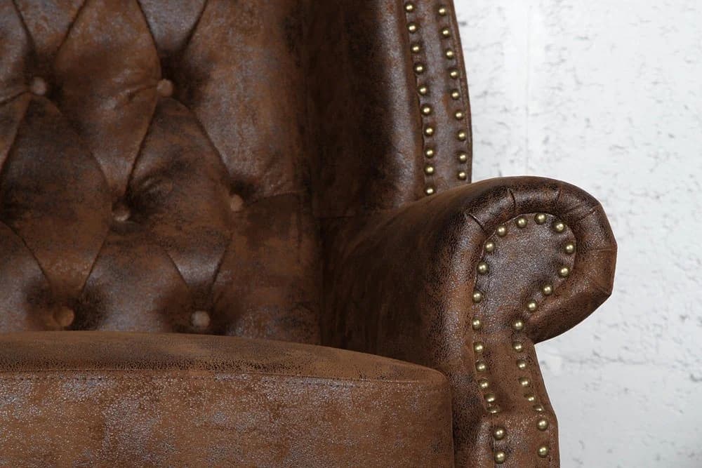 riess-ambiente Sessel CHESTERFIELD antik braun Microfaser Ohrensessel - Bild 5
