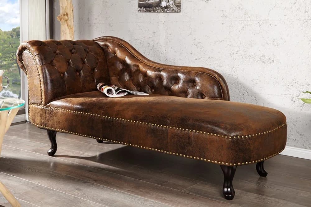 riess-ambiente Recamiere CHESTERFIELD antik braun Microfaser - Bild 2