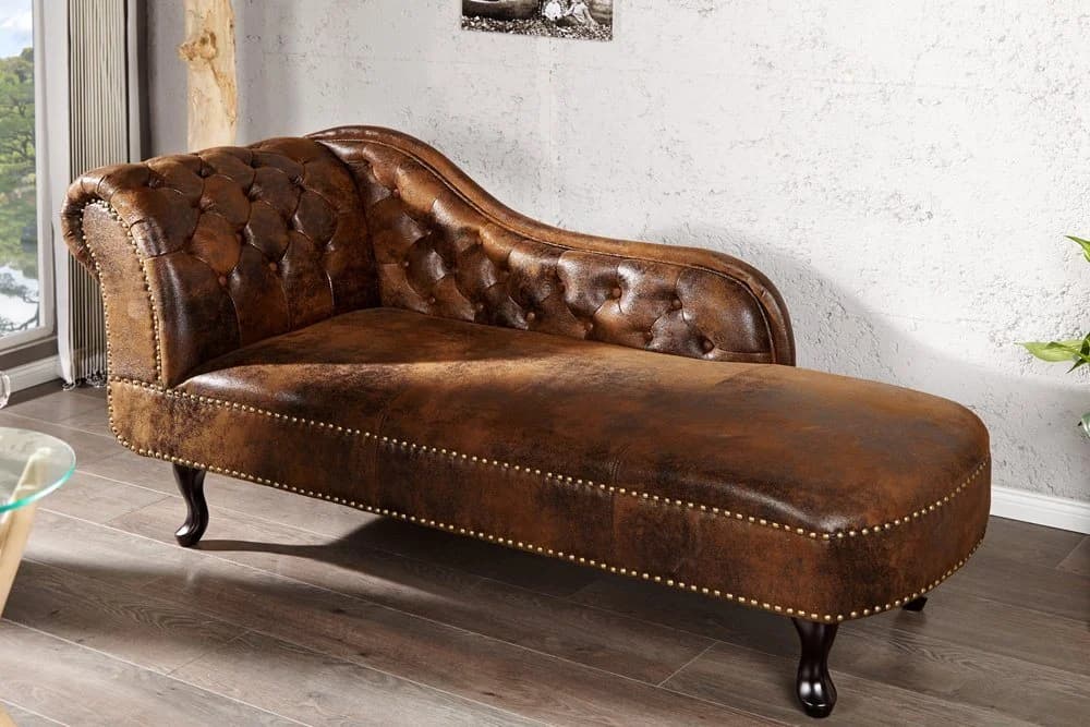 riess-ambiente Recamiere CHESTERFIELD antik braun Microfaser - Bild 3