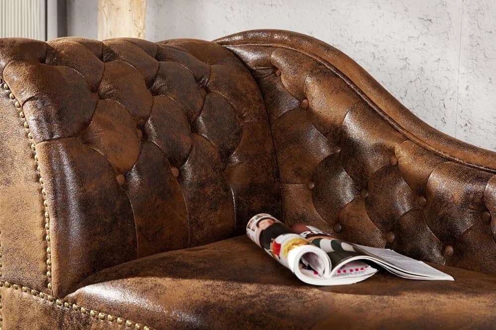 riess-ambiente Recamiere CHESTERFIELD antik braun Microfaser - Bild 5