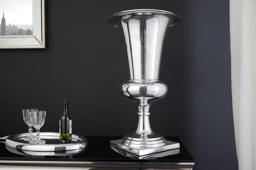 riess-ambiente Dekovase GOAL 60cm Silber Barock-Design