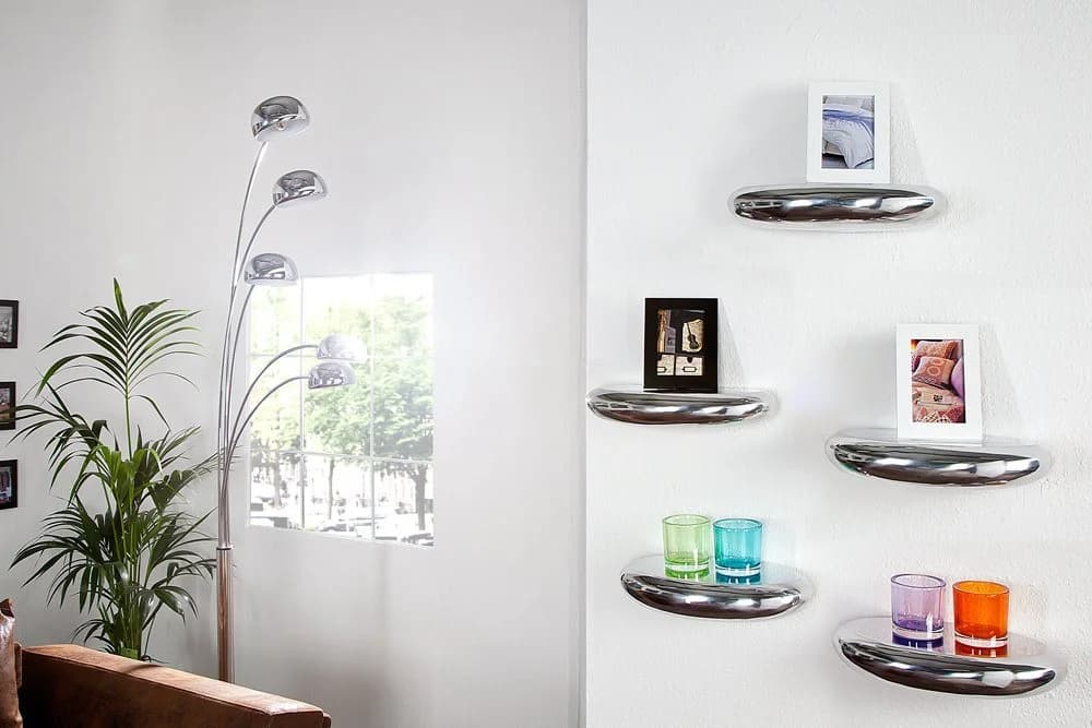 riess-ambiente Wandregal TEAR 40cm silber Modern Design - Bild 4
