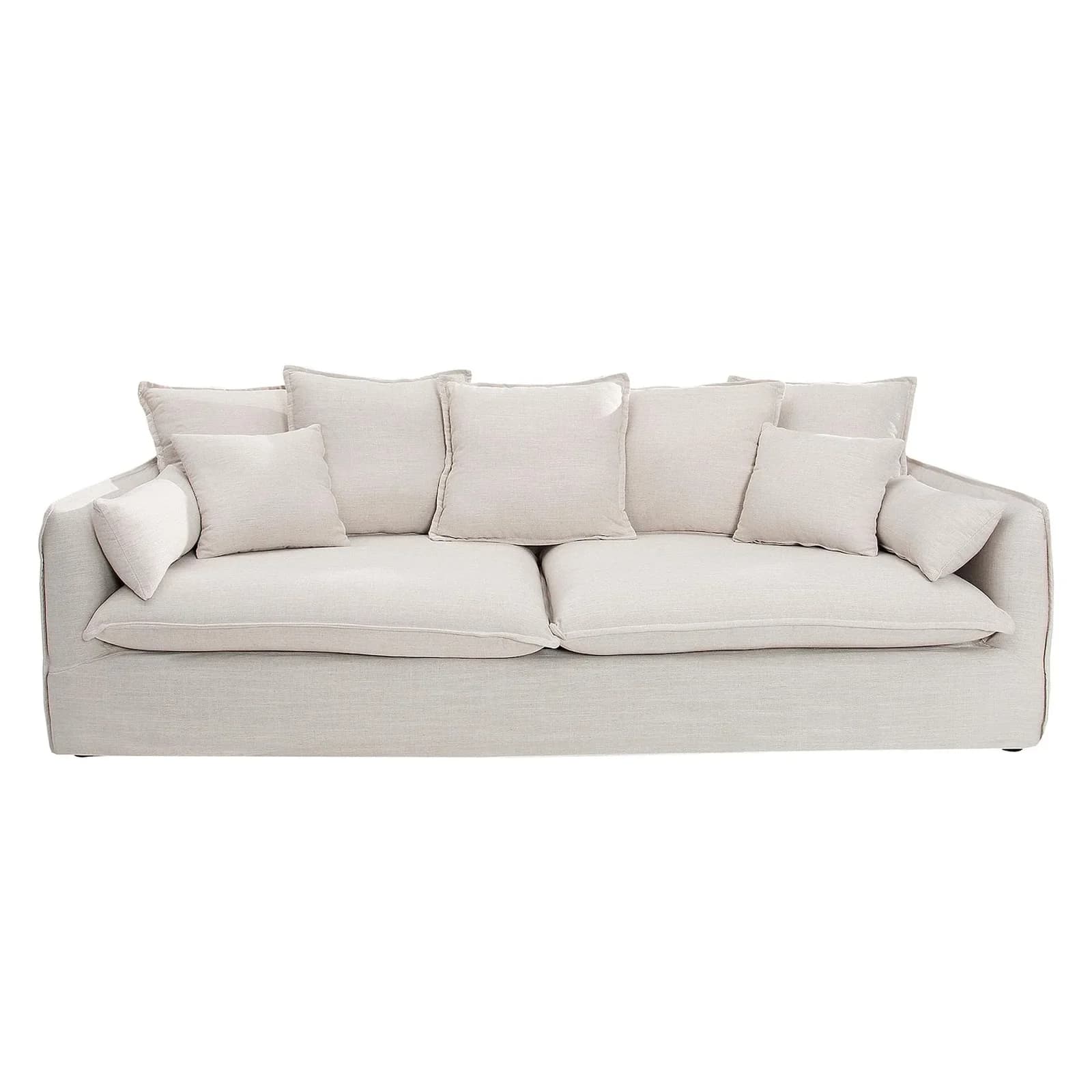 riess-ambiente Hussensofa HEAVEN 3-Sitzer Natur Leinenstoff mit Federkern