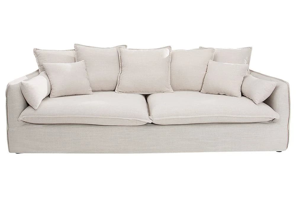 riess-ambiente Hussensofa HEAVEN 3-Sitzer Natur Leinenstoff mit Federkern - Bild 2