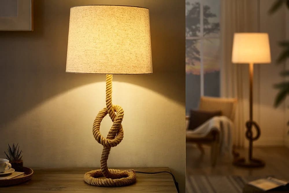 riess-ambiente Stehlampe SEVEN SEAS Beige Braun Leinen Tau
