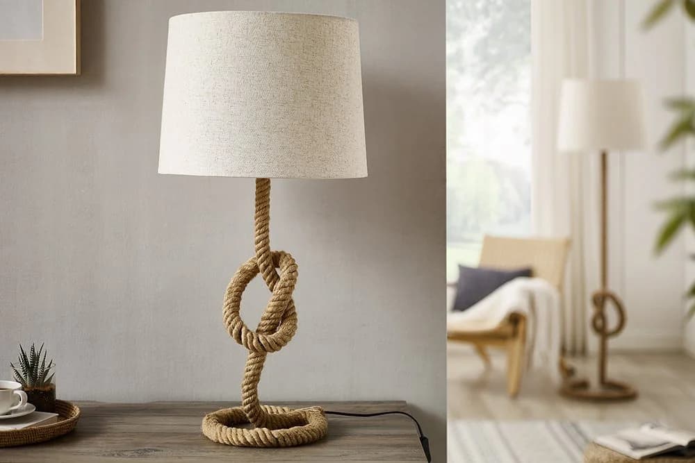riess-ambiente Stehlampe SEVEN SEAS Beige Braun Leinen Tau - Bild 2