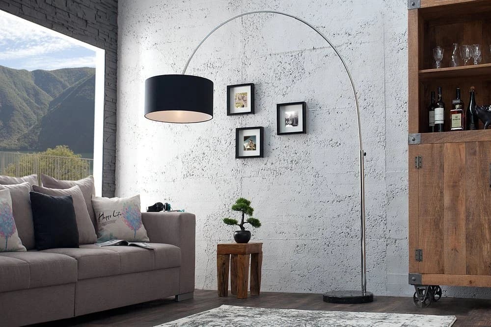 riess-ambiente Bogenlampe LOUNGE DEAL Schwarz Silber Verstellbar
