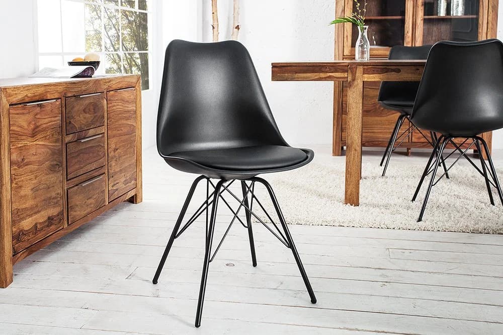 Riess Ambiente Esszimmerstuhl SCANDINAVIA Schwarz Kunstleder Metall - Bild 2